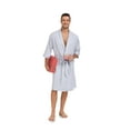 thumbnail image 4 of ANLIQI Mens 100% Cotton Short Robes Lightweight Kimono Bathrobe Soft Knee Length Robe with Pockets (Silver White, M), 4 of 6