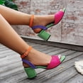 thumbnail image 6 of Sandals for Women 2025 Chunky Heel Open Toe Casual Daily Summer Trendy Solid Color Women Footwear Comfortable Ankle Strap Walking Beach Shoes Multicolor 5.5, 6 of 7