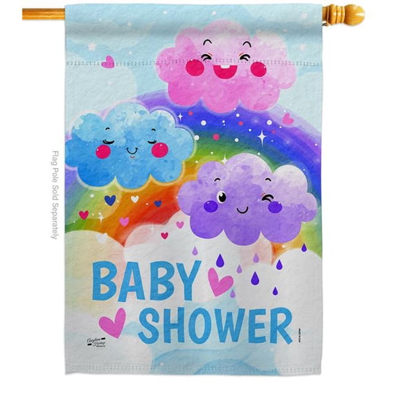 Angeleno Heritage H137510-BO Cuite Baby Shower Celebration New Born Double-Sided Garden Decorative House Flag, Multi Color