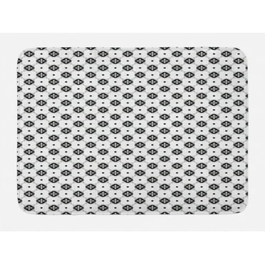 Oriental Bath Mat, Traditional Moroccan Pattern on Dotted Background Vintage Eastern Design, Non-Slip Plush Mat Bathroom Kitchen Laundry Room Decor, 29.5 X 17.5 Inches, Grey Black and White, Ambesonne