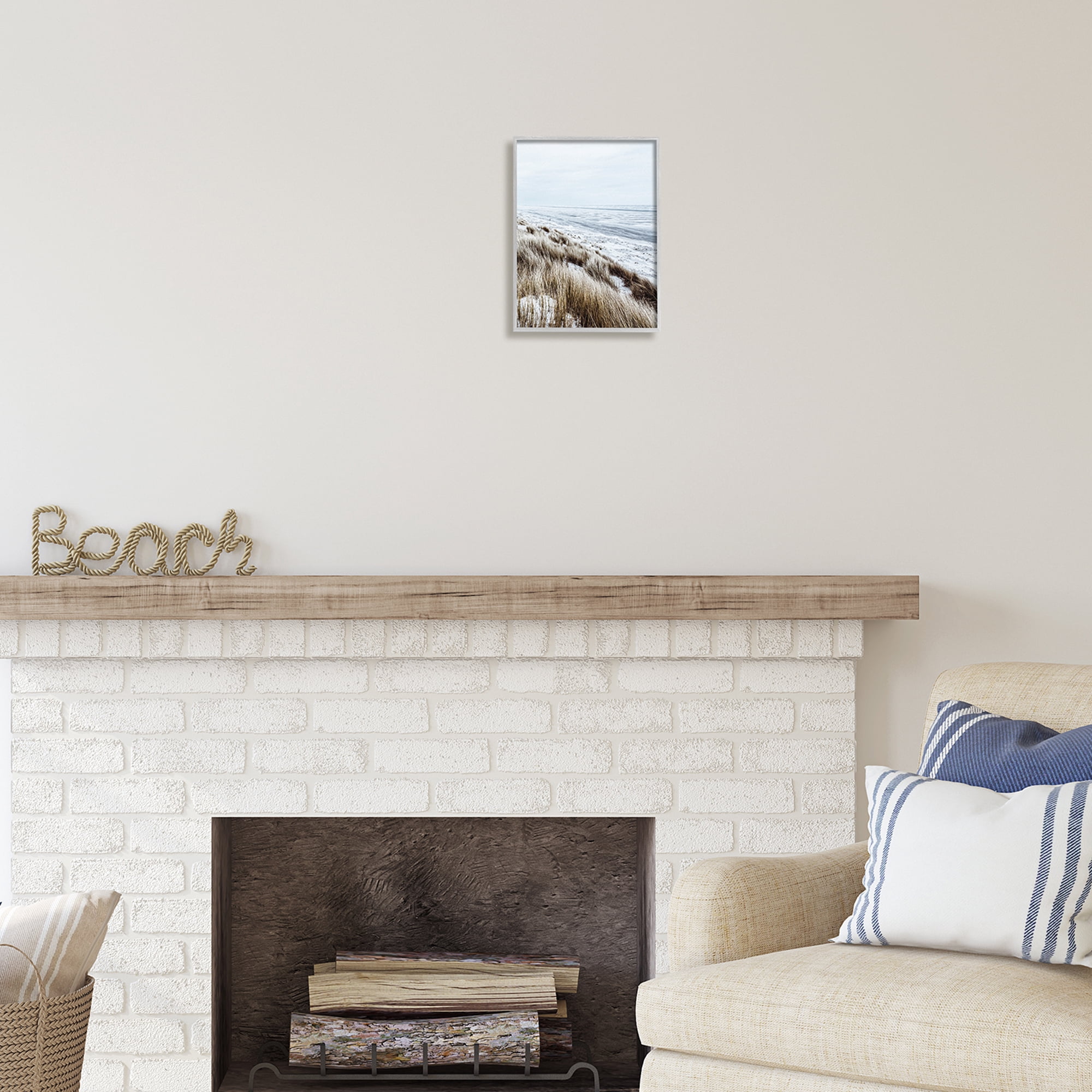 Stupell Industries Beach Reeds Landscape Nature Photography Gray Framed Art Print Wall Art, 11 x 14