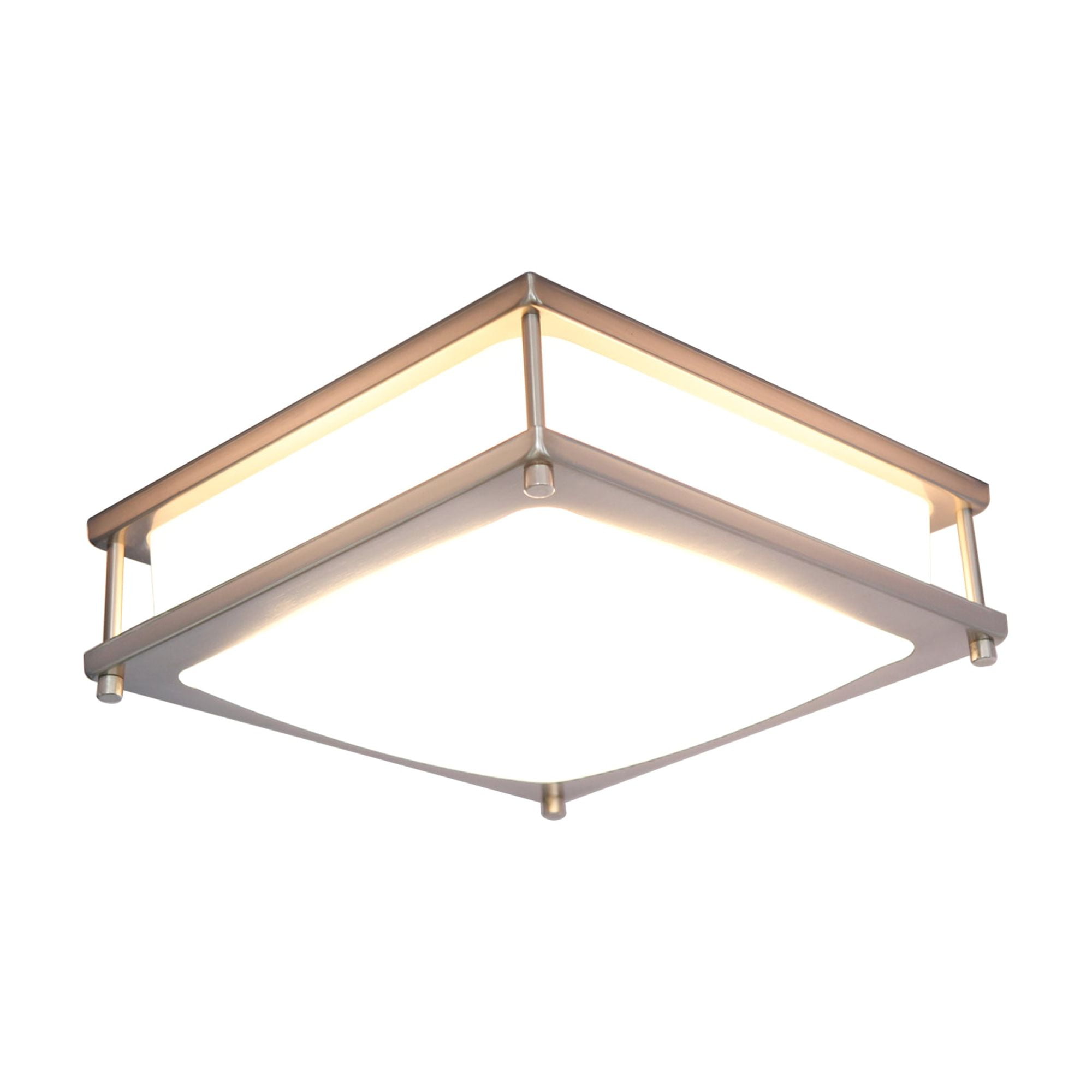 MingBright 12-Inch LED Ceiling Light Fixture, Brushed Nickel Ceiling Flush Mount Square Kitchen Light, Dimmable Damp Location Lamps for Bathroom, Kitchen, cETL Listed