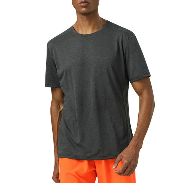 pstuiky Camisas de manga corta para hombre, Camiseta deportiva de verano para hombre, transpirable, para correr, entrenamiento, mallas elásticas altas, manga corta, cuello redondo xl