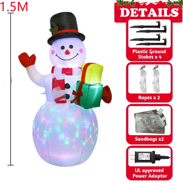 Árbol de Navidad inflable, muñeco de nieve, Papá Noel, oso grande, muñeco de jengibre, modelo de muñecas, LED incorporado, decoraciones al aire libre, decoración de fiesta de jardín(W-QM0001-1.5M