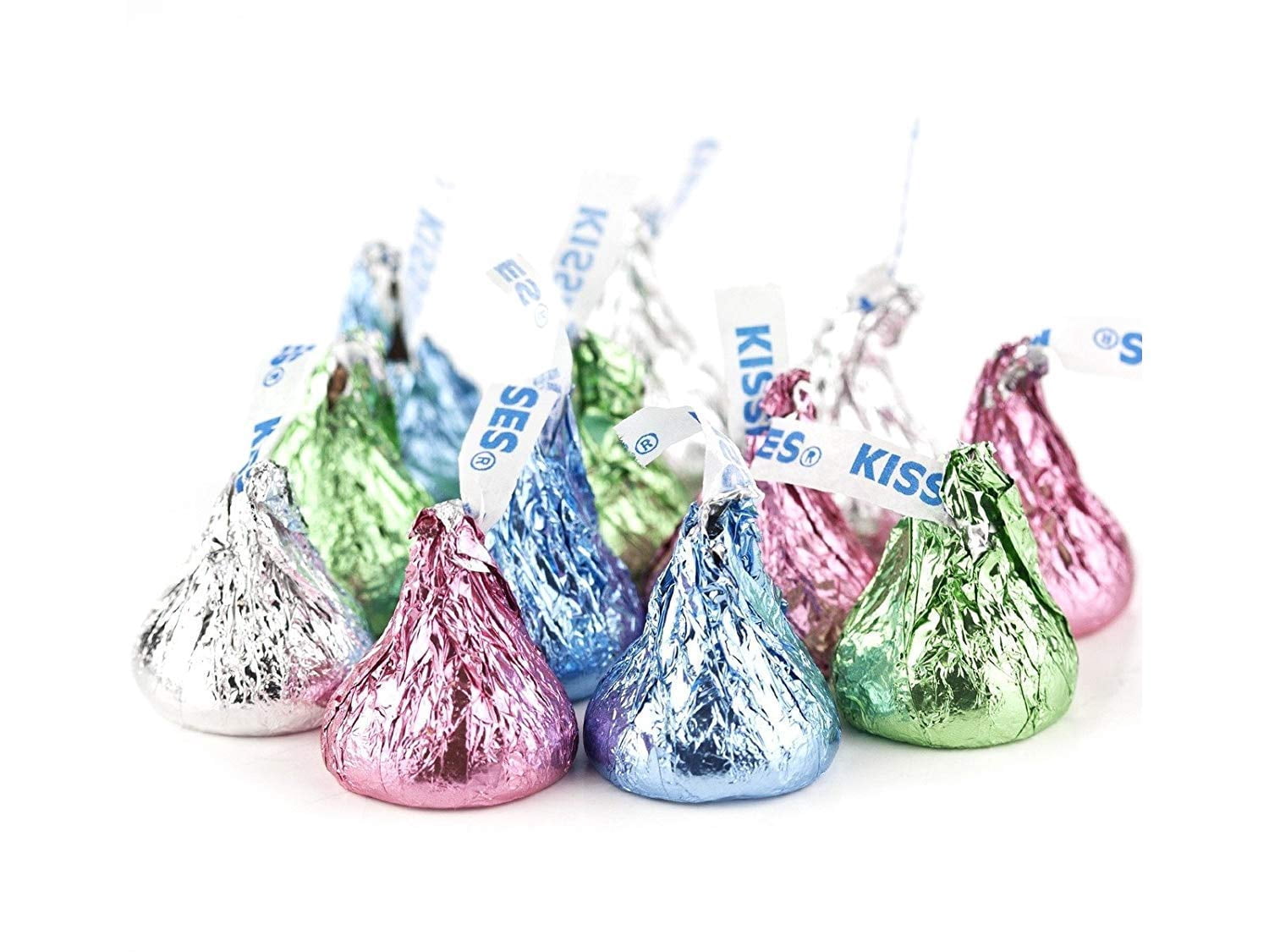 Easter Kisses - 2 Pound Resealable Stand-up Candy Bag - Individually Wrapped Chocolate Drops Wrapped in Pastel Colored Foil - Bulk Milk Chocolate Candy