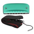 thumbnail image 1 of 7 Holes Harmonica FKey 27Tone Mouth Organ with Strap Wind Instrument for Beginner Green, 1 of 8