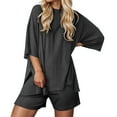 thumbnail image 3 of WAYUTE 2 Piece Sets for Women Round Neck Versatile Comfortable Solid Color Casual Travel Summer Loungewear Matching Clothing, 3 of 7