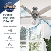 Hunter 52 inch Indoor Ceiling Fan with LED Lights and Remote Control - Black Ceiling Fan, Standard Mount, 5 Blades, For Bedroom, Living Room, or Kitchen - Gatlinburg 52429, Matte Black