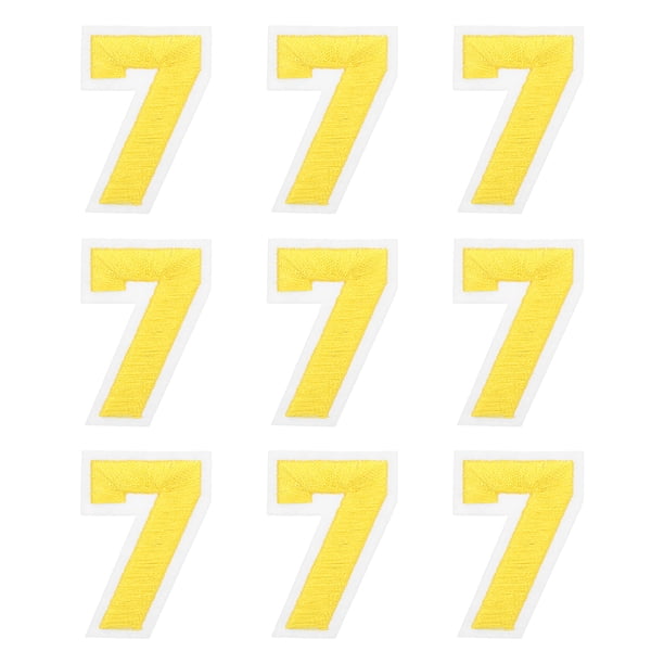 Parche bordado de número Uxcell de 2" número 7 (amarillo, paquete de 9)