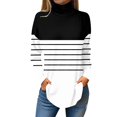 thumbnail image 2 of Topvent Tee Shirts For Women Fall Casual Long Sleeve Shirts Sweatshirt Stripe Printed High Neck Top Pullover, 2 of 5