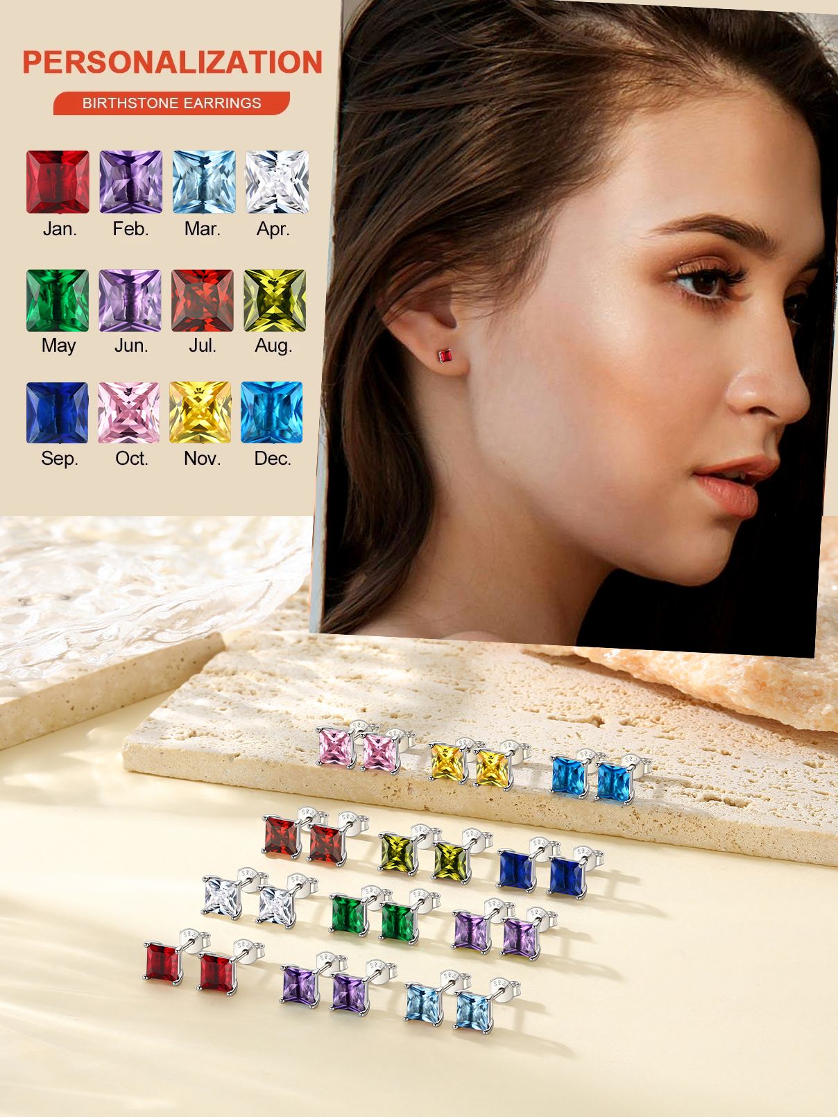 FaithHeart January Birthstone Sterling Silver Stud Earrings photo 5