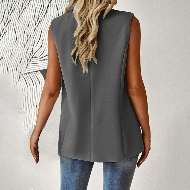 APEXFWDT Women's Sleeveless Blazer Jacket Casual Lapel Work