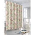 thumbnail image 3 of Pink Flowers Shower Curtain Set, Waterproof Shower Curtains for Bathroom, Green Country Botanical Floral Leaves Washable Fabric Cloth Bath Curtain for Bathtub Decoration with Hooks 72x78 Inches, 3 of 6