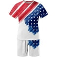thumbnail image 5 of Mikilon Mens Trendy Outfits 2-Piece Set 3d Unlocalized American Flag Printed Shorts Set Round Neck Short Sleeve T-Shirt Elastic Waist Shorts 2 Piece Set White-C L, 5 of 5