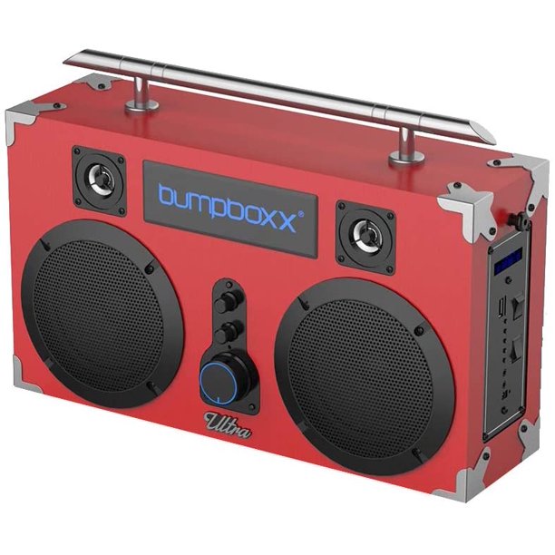 Bumpboxx Portable Bluetooth Speaker Ultra Red Retro Boombox with