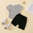 thumbnail image 3 of Gerichy Baby Boy Outfits Toddler Baby Boys 2 Pieces Outfits Stripe Short Sleeve T-Shirt Tops + Long Pants Summer Set, 3 of 4