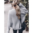 thumbnail image 6 of Women'S Oversized Sweaters Batwing Sleeve Mock Neck Jumper Tops Chunky Knit Pullover Sweater Gray XXL, 6 of 8
