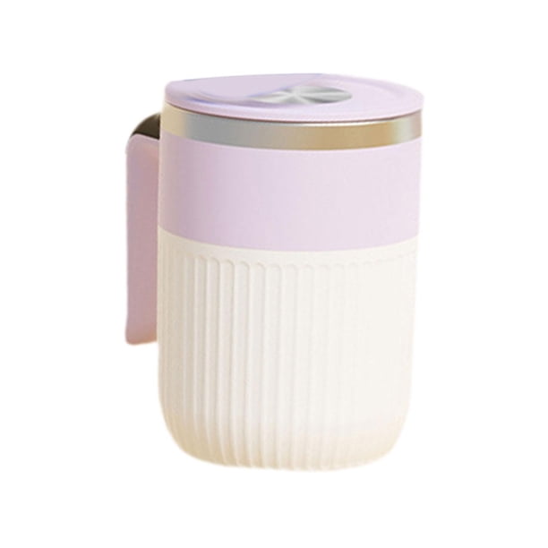 Taza de café con agitador automático, accesorio para batidora eléctrica, elegante taza con agitador automático para té, chocolate y otras bebidas, Blanco púrpura