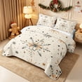 thumbnail image 3 of Erosebridal Watercolor Snowflakes Quilt Full 3-Piece,Winter Christmas Full Bedspread Sets,Khaki,1 Coverlet and 2 Pillowcases, 3 of 7