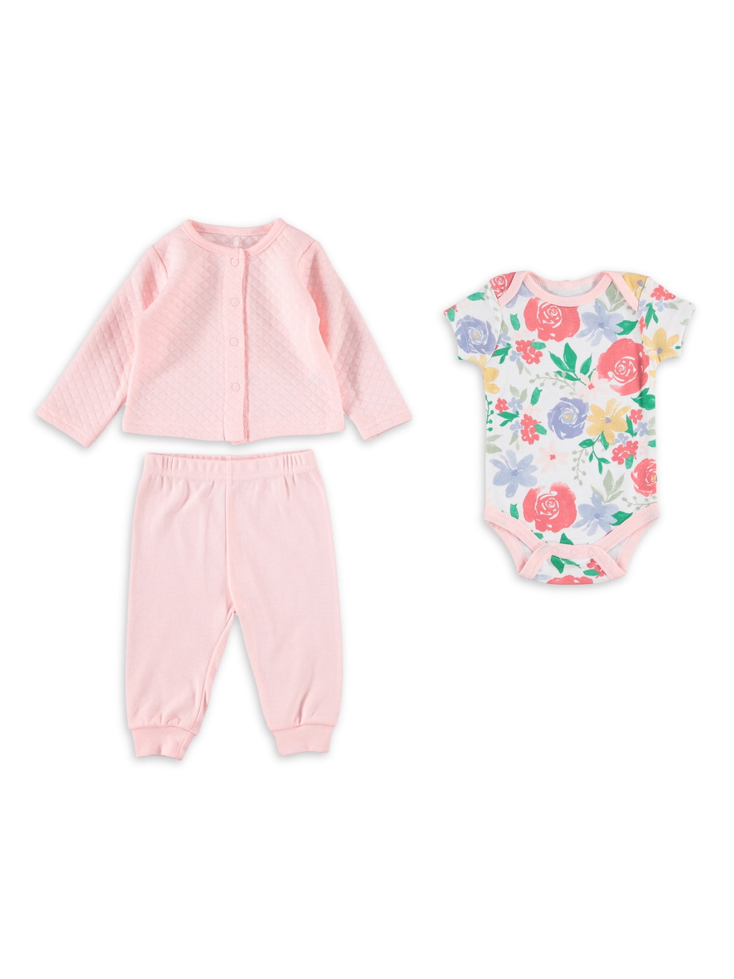 Chick Pea Baby Girl 3 PC Quilted Cardigan Set, Sizes Newborn-9 Months