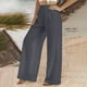 thumbnail image 2 of Pantalones casuales de lino con cintura elástica, modernos y casuales, para mujer., 2 of 4