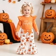 thumbnail image 2 of BOOMNY Halloween Toddler Girls 3 Peice Outfit Sets Hallowmas Pumpkin Graphic Long Sleeve Tops Pants With Hairband Sets for Kids Comfy Clothing Set, 2 of 9