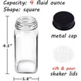 thumbnail image 3 of 48 Glass Spice Jars with Black Metal Caps, 4oz Empty Containers with Shaker Lids, Funnel, Chalk Pen, and 547 Labels - Churboro Square Seasoning Bottles for Spice Rack, Drawer, or Cabinet, 3 of 8