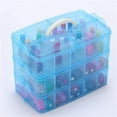 thumbnail image 2 of Casewin 3 Tier Blue Transparent Plastic Stackable Storage Box - Adjustable Compartment Slots - Max 30 Compartments - Container for Storing & Organising Toys, Jewellery, Beads, Arts & Crafts, Tools, 2 of 7
