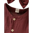 thumbnail image 5 of Franhais 2Pcs Kids Casual Outfit, Solid Color Long Sleeves Single-Breasted Dress + Bow Hair Clip for Girls, 6 Months to 4 Years, 5 of 9