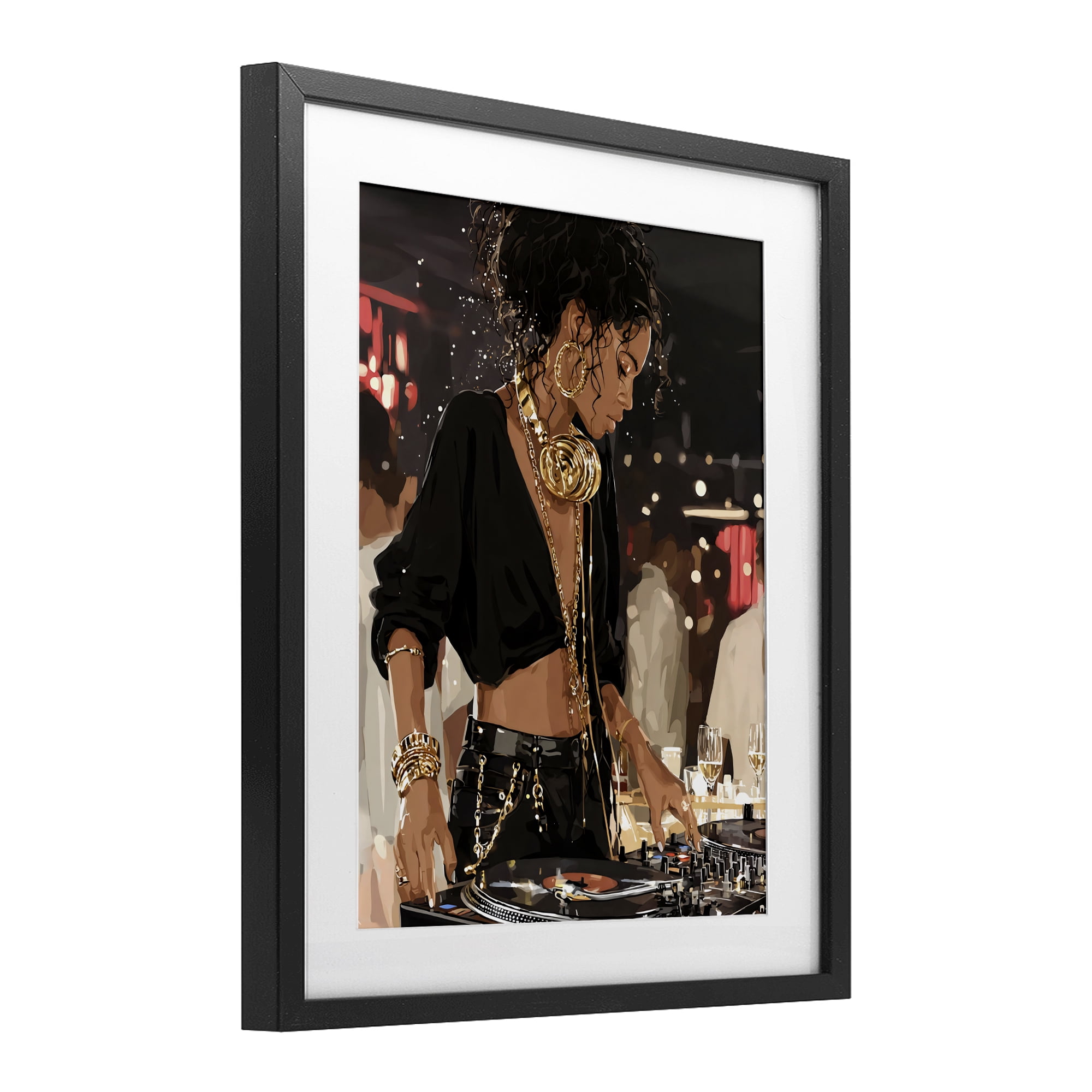 Stupell Industries Touches Of Gold DJ Black Framed Print Under Glass, design by Franklyn Gregory