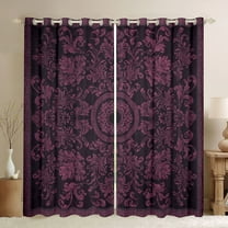 jejeloiu Gothic Damask Pattern Blackout Curtains Set of 2 (52x84 Each),Victorian Baroque Window Curtains,Pink Black Curtains and Drapes For Adults,Breathable Home Decor