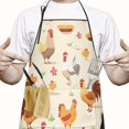 thumbnail image 2 of Beige Chicken Cartoon Pattern Apron-Garden Aprons for Women with Pockets-Cotton Linen Waterproof Kitchen Cooking Gardening Aprons Adjustable for Kitchen,Cooking,BBQ and Salon 33x27 Inch, 2 of 5