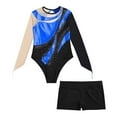 thumbnail image 5 of Alvivi Girls Long Sleeve Ballet Dance Gymnastics Leotard with Shorts Ballroom Performance Costume Royal Blue&Black 6, 5 of 6