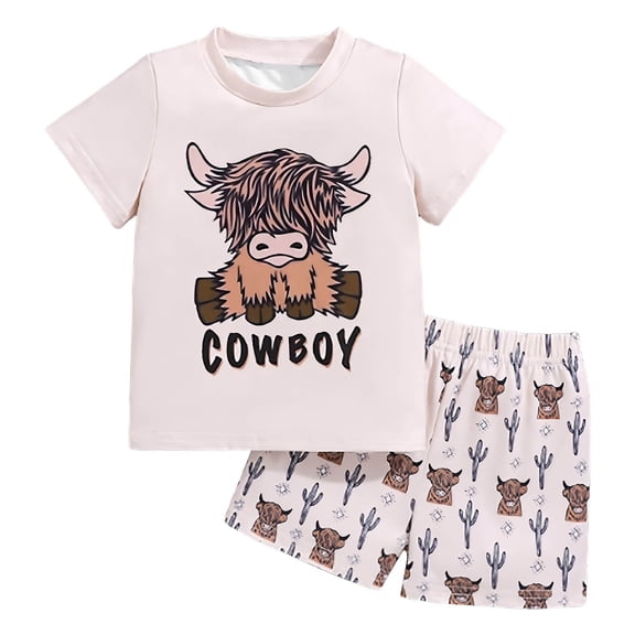 Ymyiu Boys' Shirt and Short Outfits 2Pcs Toddler Little Baby Boys Outfits Short Sleeve Tops and Shorts Set Size 9-10 Years (Beige,9-10 Years)