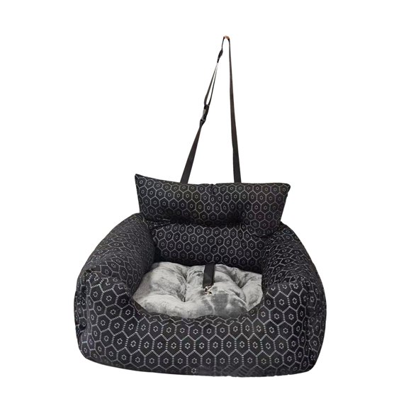 Asiento elevador para perros, asiento para coche, antideslizante, portátil, 56 x 49 cm (22 x 19 pulgadas) Negro