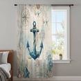thumbnail image 3 of Teal Anchors Coastal Sheer Curtains 54 Inches Long, Vintage Summer Beach Nautical Light Filering Curtains, Breathable Simi Curtain Privacy Drapes for Kitchen Bathroom Small Window Treatment, 3 of 9