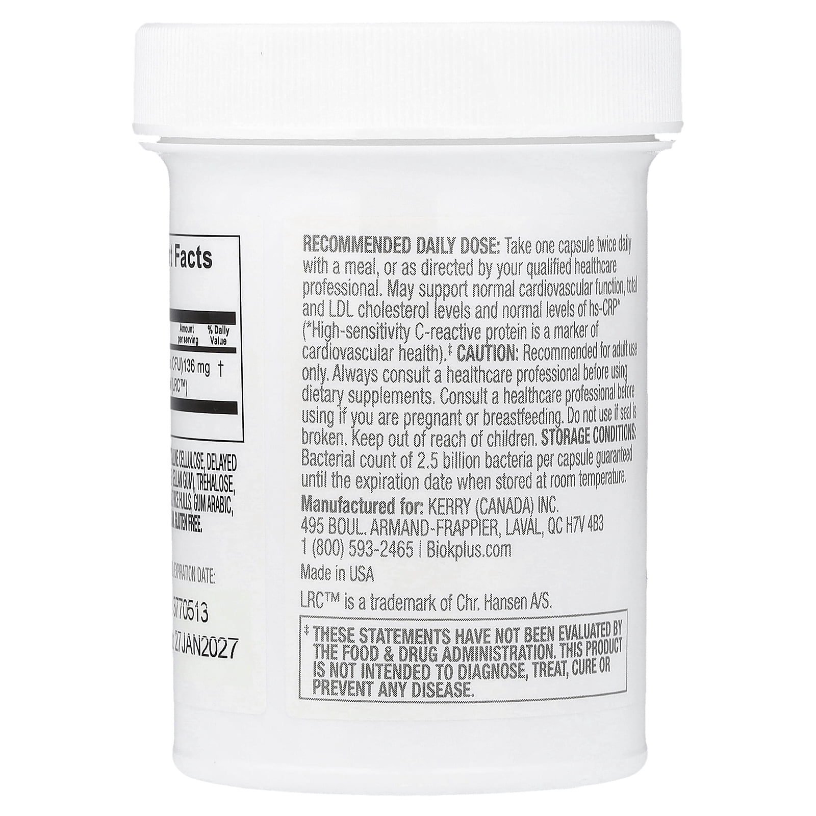 Bio-K+ Probiotic Supplement, Heart Health, 60 Capsule