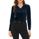 thumbnail image 1 of INSPIRAR CHIC Blusa de terciopelo de mujer con cuello en V y mangas largas S azul marino, 1 of 6