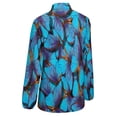 thumbnail image 5 of Beautiful Blue Different Butterflys Long Sleeve Blouse Woman Streetwear Casual Shirts Summer Oversize Woman Streetwear Clothing Birthday Present, 5 of 7