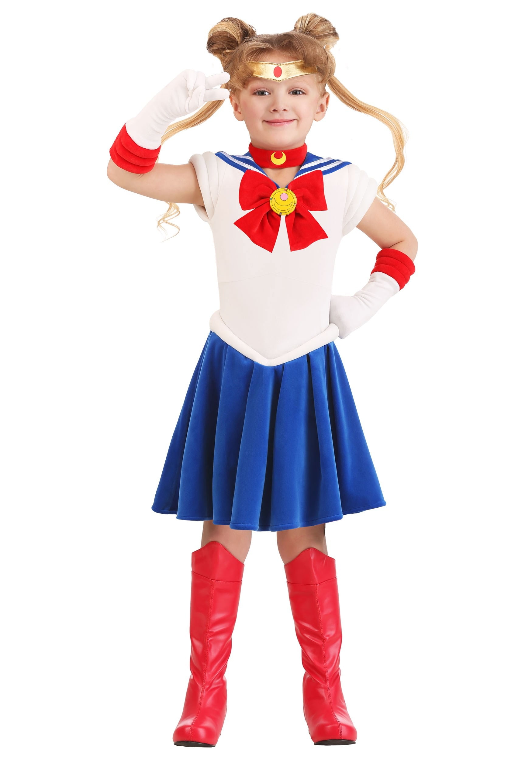 Sailor Moon Costume Cosplay Uniform Fancy Dress Up Fantasy Outfit & Gloves