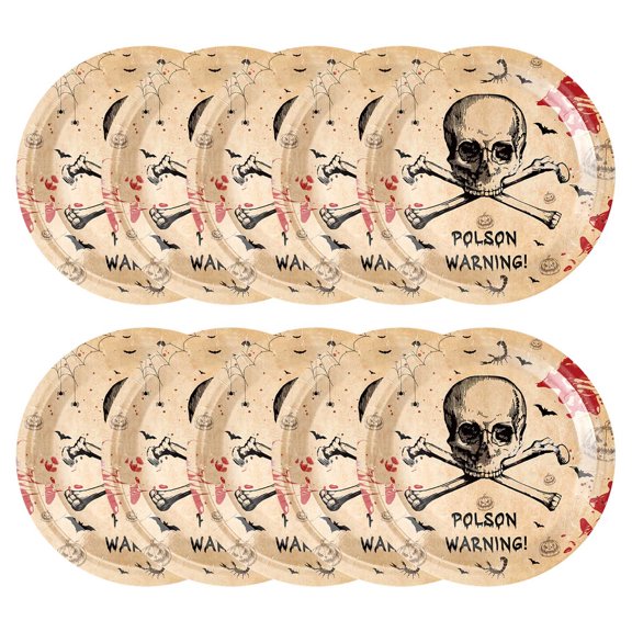 Dopebox Halloween Party Supplies Scary Hand Prints Disposable Paper Plates Tablecloth, Horror Theme Party Tableware Set, Horror Halloween Birthday Party Decorations (B)