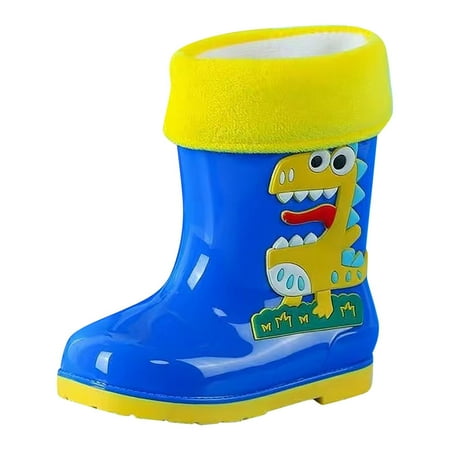 

Huesdet kids Rain Boots Toddler Rain Boots Waterproof Rubber Kids Rain Boots for Girls and Boys with Fun Patterns and Easy-On Handles(Blue 16)
