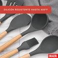 thumbnail image 4 of Utensilios Silicona Madera Set Cocina Juego Cucharas +regalo negro, 4 of 7