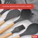 thumbnail image 4 of Utensilios Silicona Madera Set Cocina Juego Cucharas +regalo negro, 4 of 7
