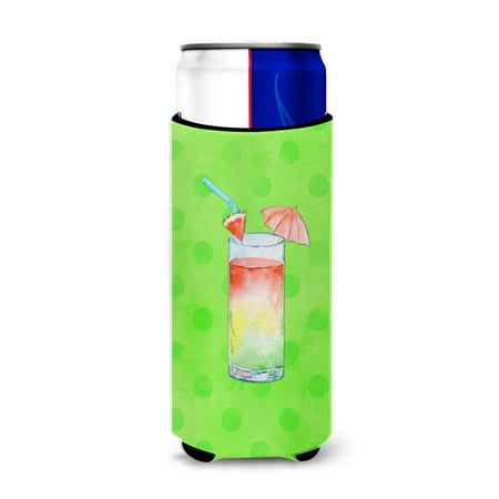 

Carolines Treasures BB8210MUK Umberella Cocktail Green Polkadot Michelob Ultra Hugger for slim cans Slim Can