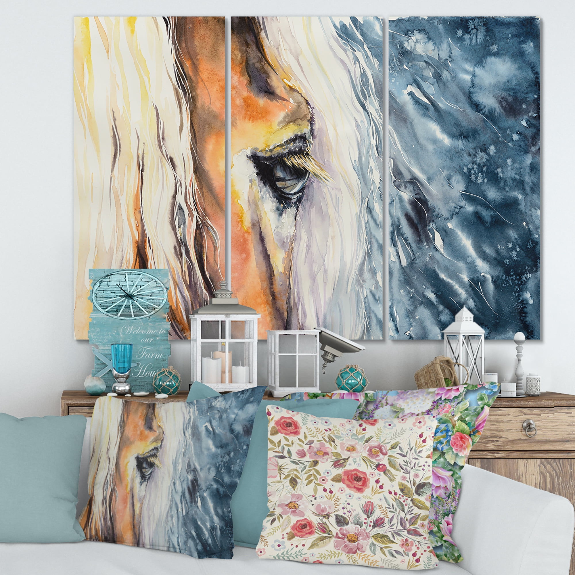 Designart ' Abstract Close-Up of A Beautiful Horses Eye II ' Farmhouse Canvas Wall Art Print