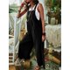 thumbnail image 4 of Txlixc Babero de ocio femenino, pantalones de verano sin mangas de piernas anchas de color sólido, con bolsillos Txlixc moda, 4 of 9