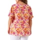 thumbnail image 2 of Blusas de verano casuales de mujer Agnes Orinda en talla grande, con estampado floral, escote en V y mangas cortas con volantes, 2X, color rosa, 2 of 8