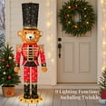 thumbnail image 5 of Christmas Nutcracker Bear 5ft Pop UpLighted Large Holiday Decoration w/150 Twinkling LED lights for Outdoor, Indoor - Red, 5 of 7