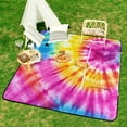 thumbnail image 6 of Colorful Tie Dye Vortex Waterproof Picnic Blanket with Foldable Zipper, Suitable for Outdoor Use, Suitable for Travel, Camping, Beaches, Parks, Grasslands, Picnic Blanket Accessories, 6 of 7